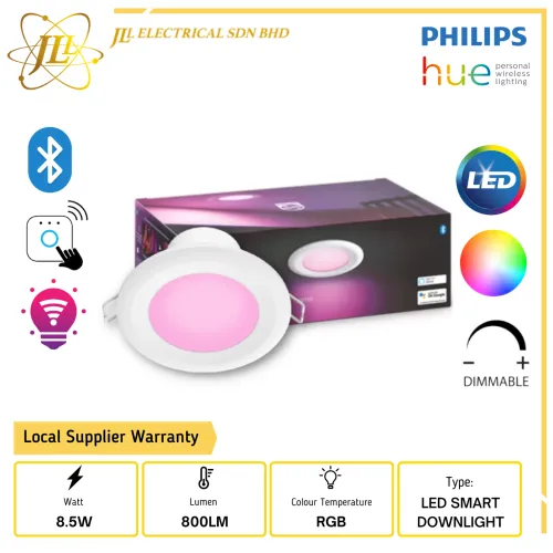 PHILIPS HUE 8.5W 220-240V 800LM 2000K-6500K+RGB IP44 90MM DIMMABLE TUNABLE ROUND LED SMART RECESSED DOWNLIGHT