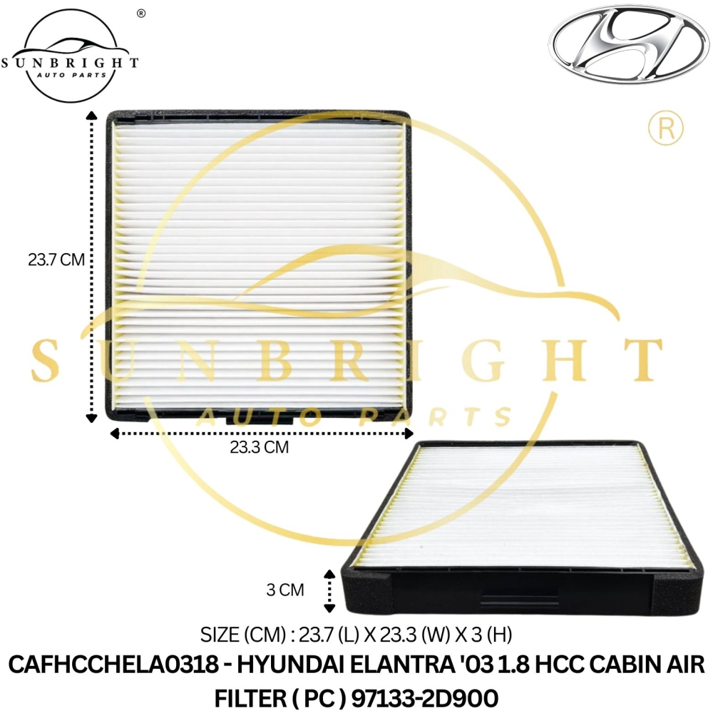 CAFHCCHELA0318 - HYUNDAI ELANTRA '03 1.8 CABIN AIR FILTER ( PC ) 97133-2D900