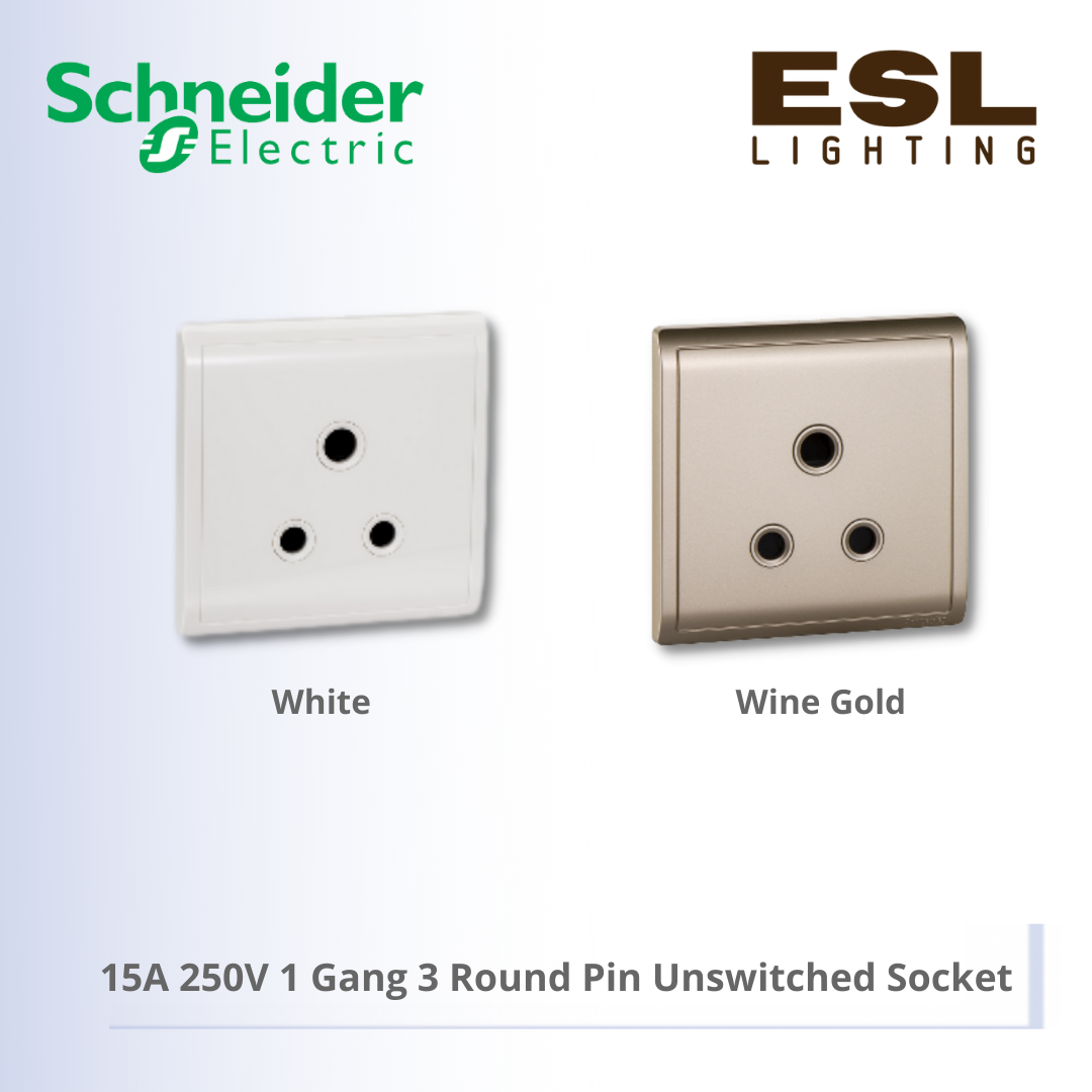 [DISCONTINUE] SCHNEIDER Pieno 15A 250V 1 Gang 3 Round Pin Unswitched Socket - E82426_15_WE_G11 E82426_15_WG_G11