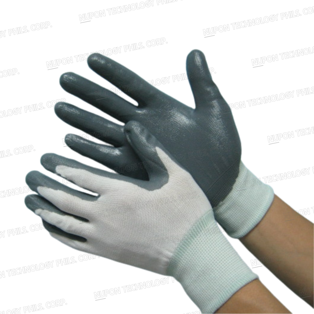 White Knitted Grey Nitrile Palm Coated