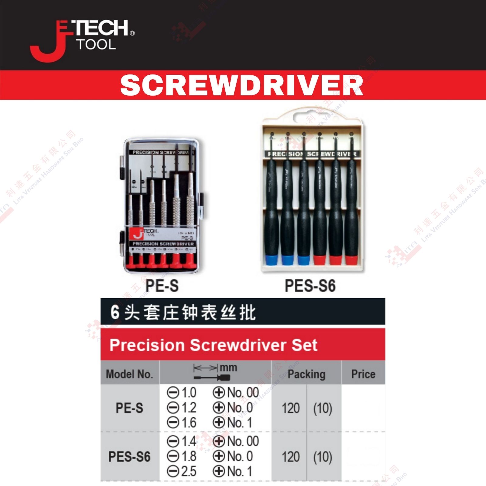 JE TECH BRAND PRECISION SCREWDRIVER SET - PES PESS6