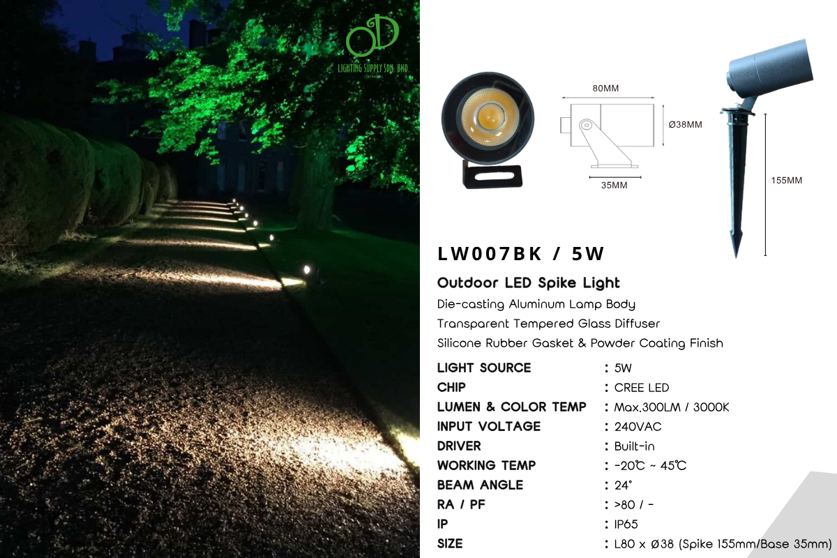 Outdoor Spike Light (LW007 BK)