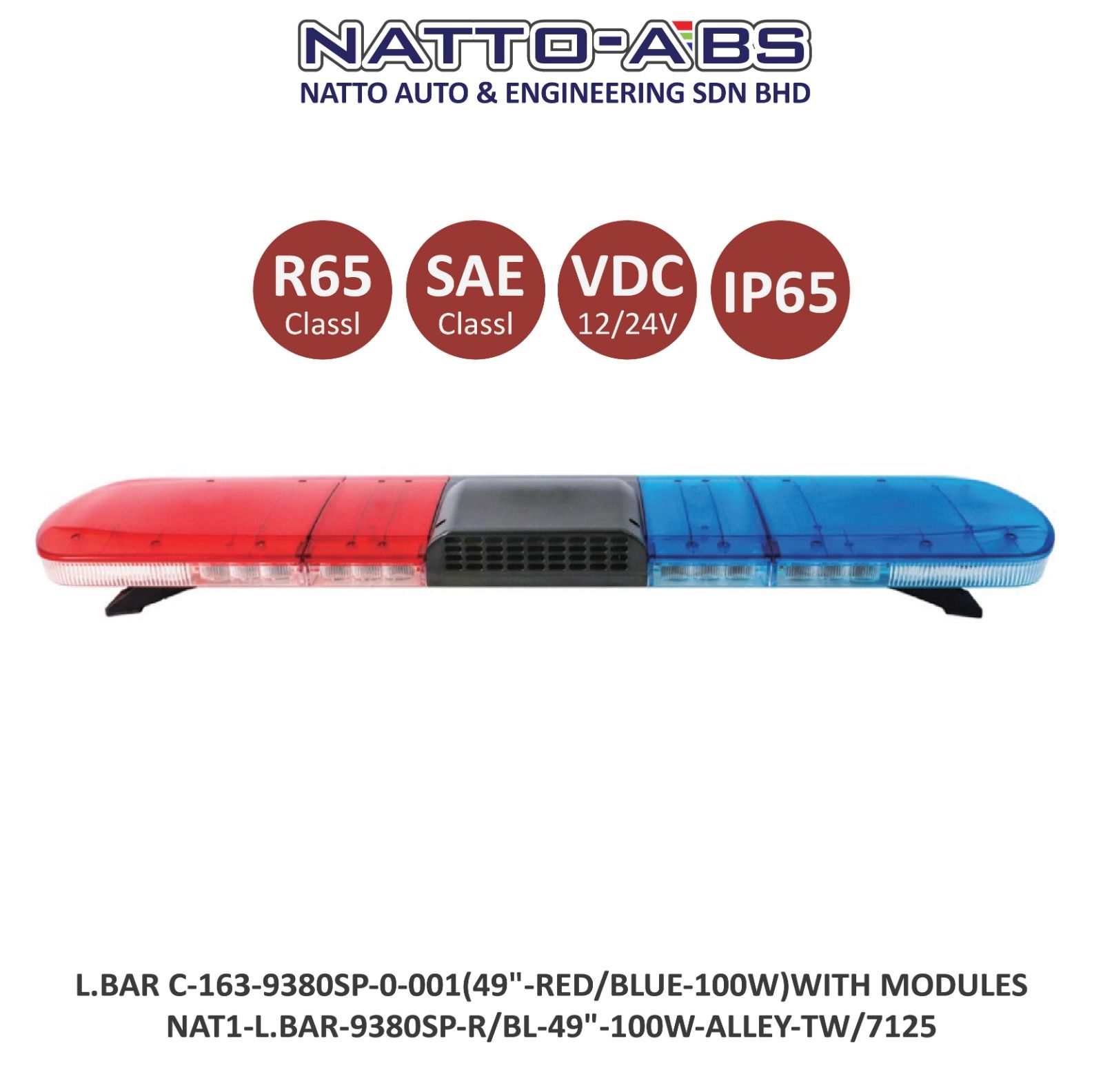 Lightbar C-163-9380SP-0-001 (49"-Red/Blue-100W) With Modules