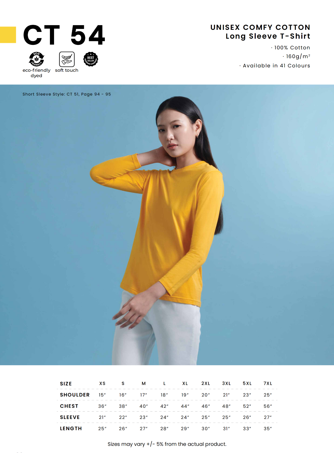 CT54 Cotton Roundneck Tee Unisex Long Sleeve