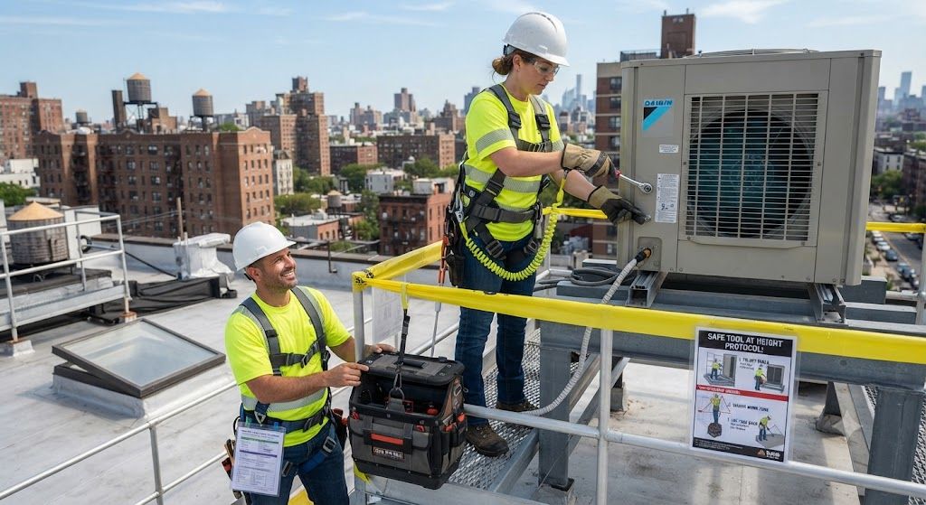 aircon installer tool safety at elevated work areas