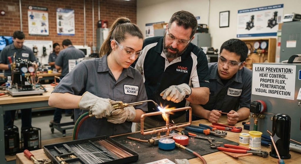 HVAC brazing training copper tubing leak prevention