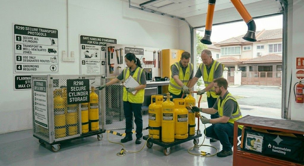 R290 cylinder handling and storage safety