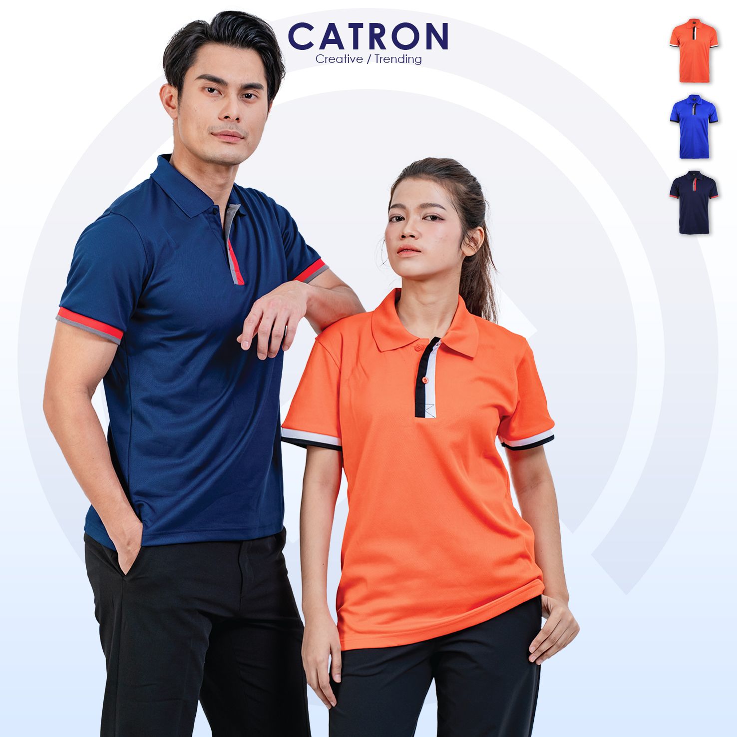 EM 2638 Short Sleeve Collar T-shirt With Color Block Placket (165gsm)