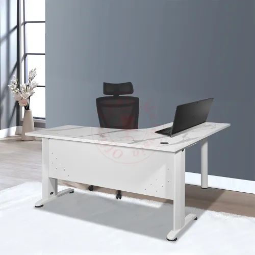 MJMP L-Shape Office Table | Meja L Shape I Leg | Meja Pejabat