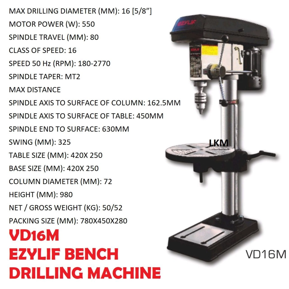 EZYLIF VD13/VD16M/VD16H BENCH DRILLING MACHINE