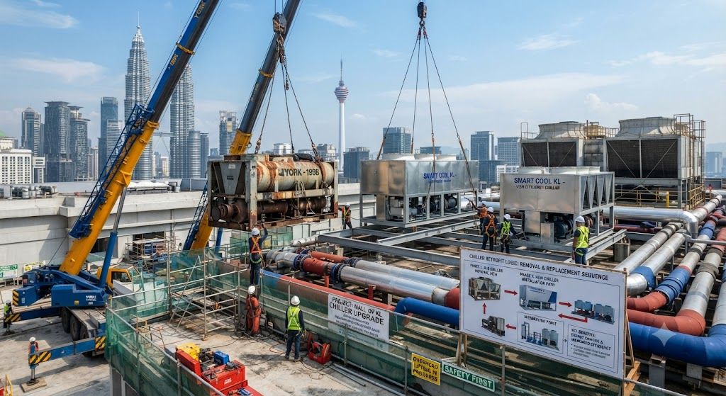 Shopping mall water-cooled chiller retrofit KL