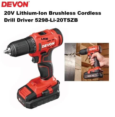 DEVON 5298-Li-20TS 20V Lithium-Ion Brushless Cordless Drill Driver 