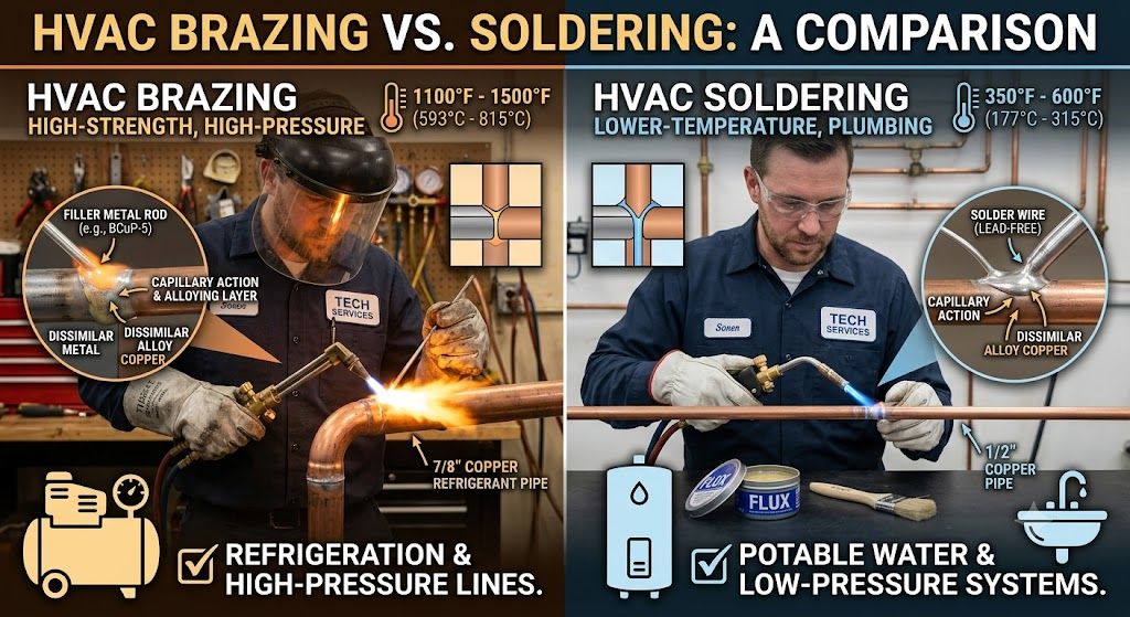 brazing vs soldering copper pipes HVAC