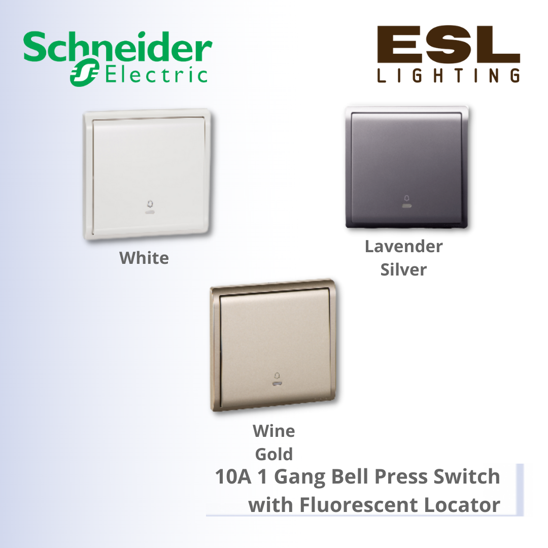 [DISCONTINUE] SCHNEIDER Pieno 10A 1 Gang Bell Press Switch with Fluorescent Locator - E8231BPL1_WE_G11 E8231BPL1_LS_G11 E8231BPL1_WG_G11