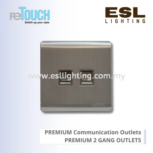 RETOUCH PREMIUM Communication Outlets - PREMIUM 2 GANG OUTLETS - GS07374 – PREMIUM 2 GANG TEL & DATA OUTLET (RJ11)(RJ45)