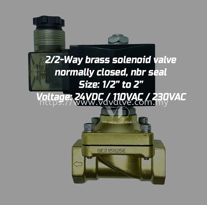 VD 2/2-Way Brass Solenoid Valve Normally Closed 10Bar - Available in Multiple Sizes and Voltages