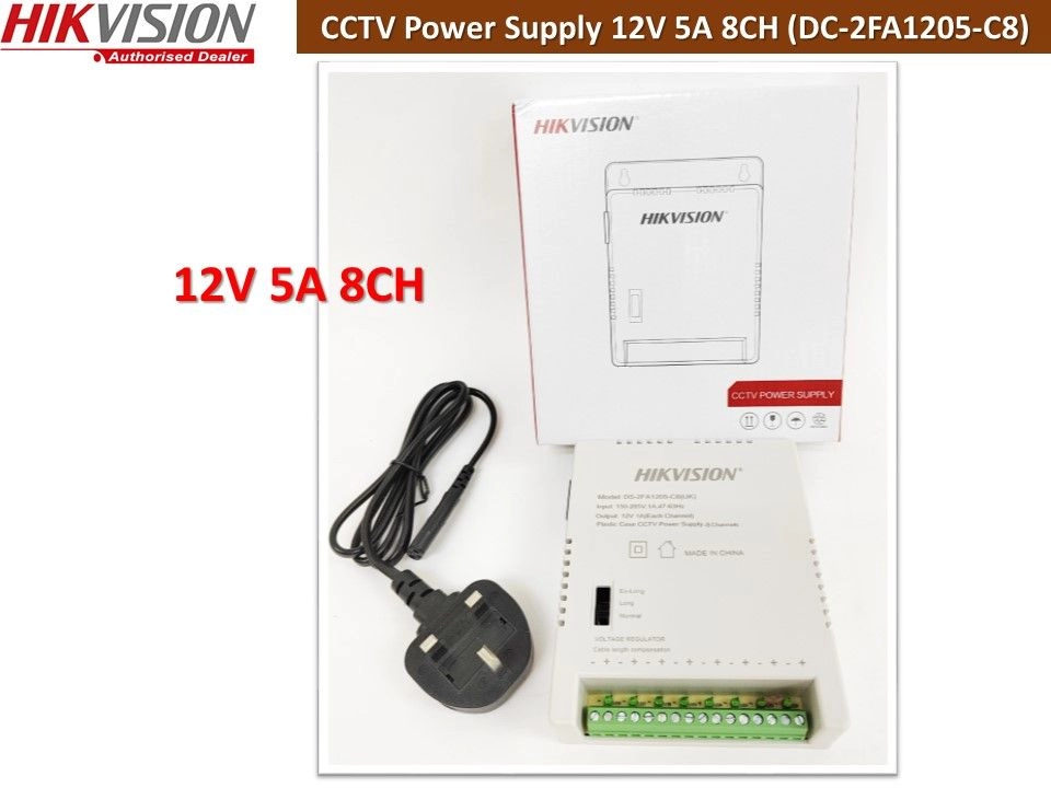 HIKVISION Switching Power Supply 12V 4A 4CH / 12V 5A 8CH - (DS-2FA1225-C4) / (DS-2FA1205-C8)