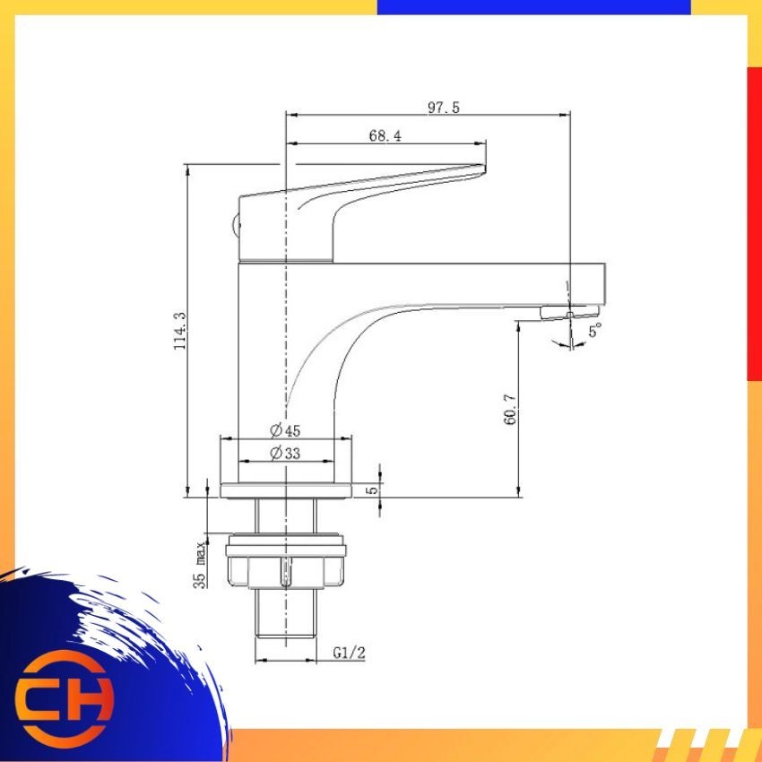 SORENTO BATHROOM FAUCET SRTWT7445-LV Basin Cold Tap Level Handle 