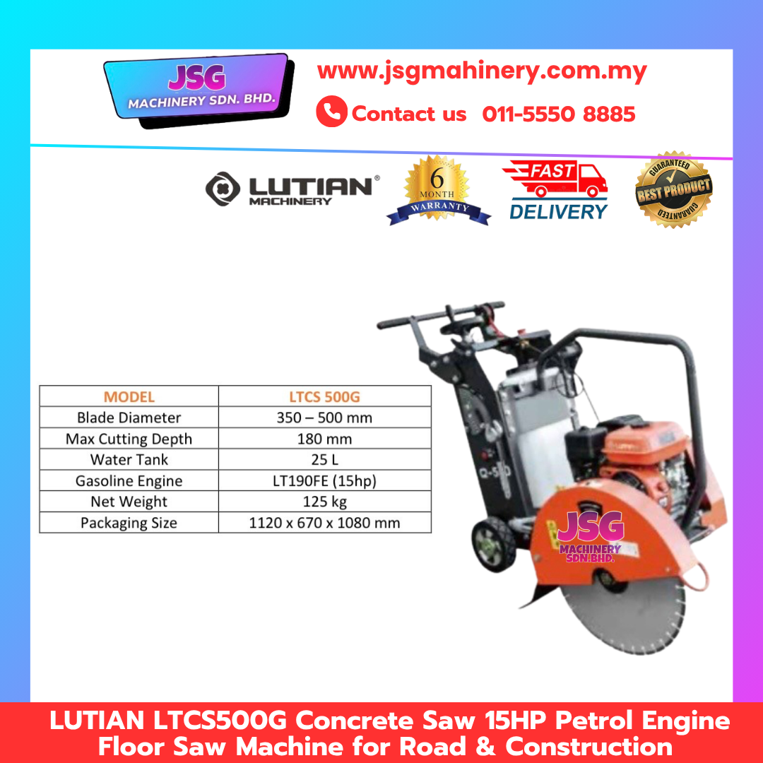 LUTIAN LTCS500G Concrete Saw 15HP Petrol Engine Floor Saw Machine for Road & Construction