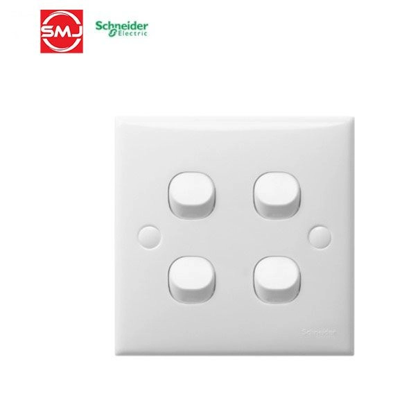 Schneider E34/1/2AR S-Classic 10A 250V 4 Gang 1 Way Flush Switch