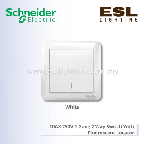 SCHNEIDER Affle Plus 10AX 250V 1 Gang 2 Way Switch With Fluorescent Locator - A3G31B2A_WE_G11 