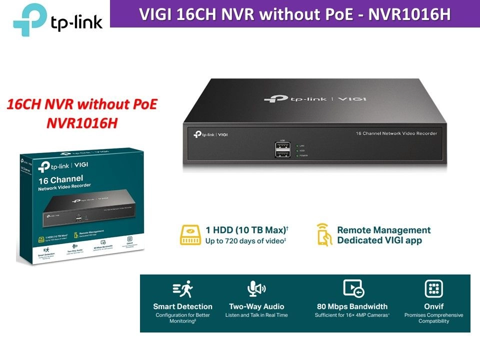 TP-Link VIGI NVR (Network Video Recorder) NVR1016H 16CH NVR