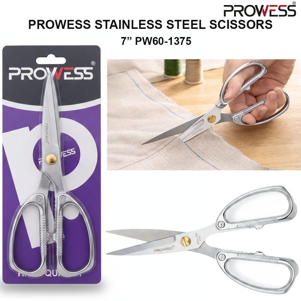 PROWESS STAINLESS STEEL SCISSORS 7" | HEAVY DUTY MULTI-PURPOSE SCISSORS | PROFESSIONAL CUTTING TOOL ( PW60-1375 )
