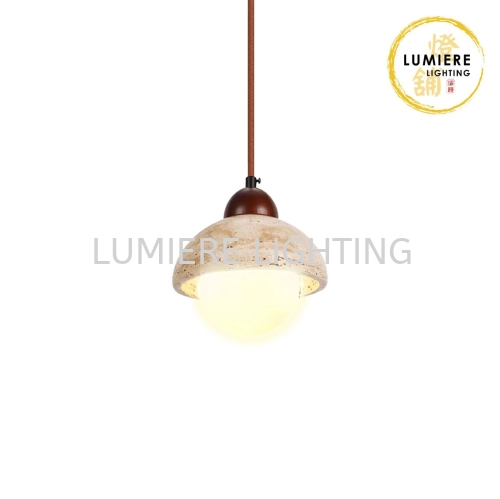 Japanese Wabi Sabi Style Travetine Stone Pendant Light