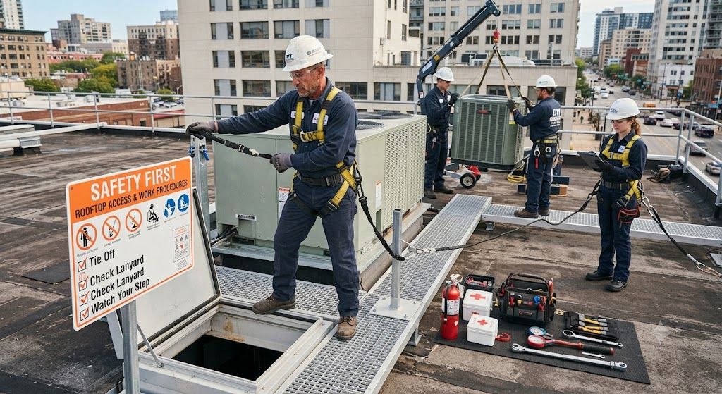 HVAC technician height safety accident control