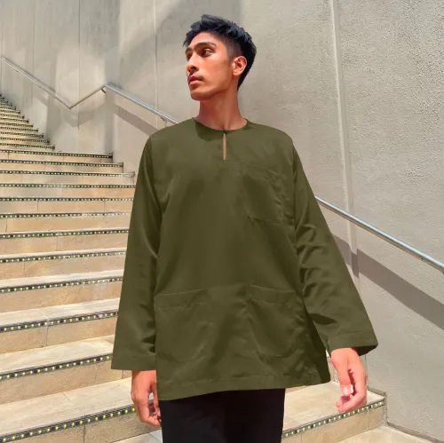 Baju Melayu Teluk Belanga Baju Sahaja (TB) Army Green