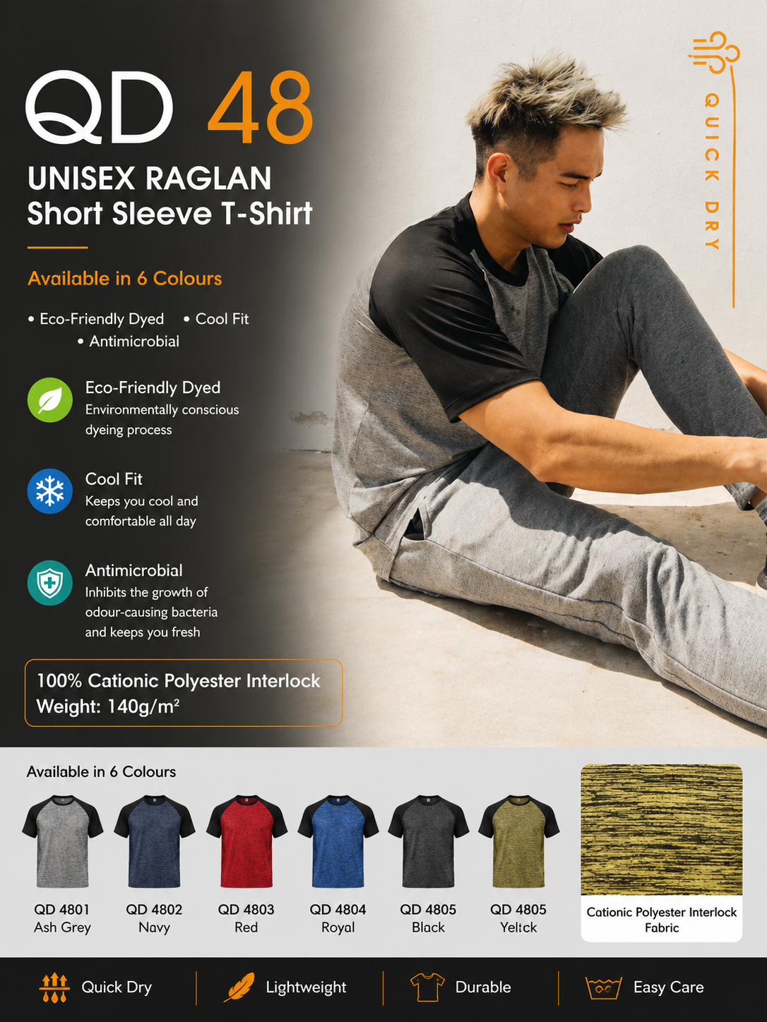 Quick Dry Raglan T-Shirt - QD48