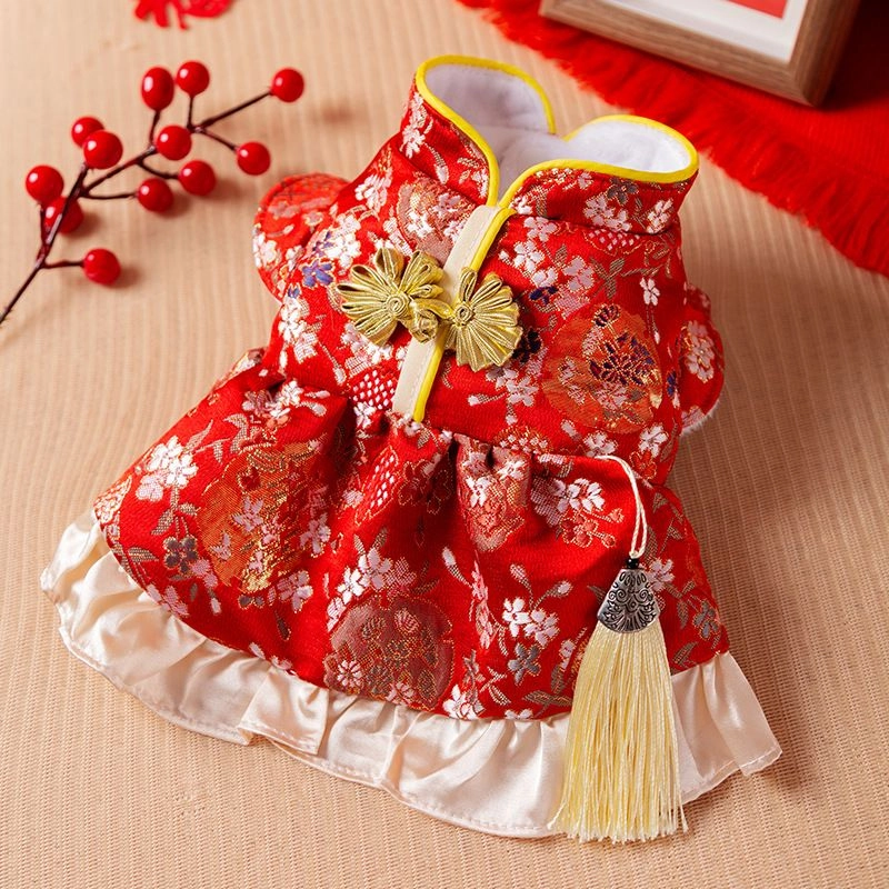 Pet Dress New year dress Pet Pretty Dress CNY Clothes Wedding Dress Baju Kucing 宠物旗袍连衣裙唐装狗狗 猫咪旗袍 宠物新年服装