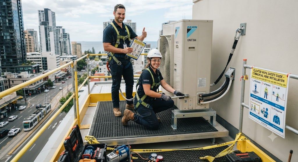 HVAC elevated work safety for condenser installation