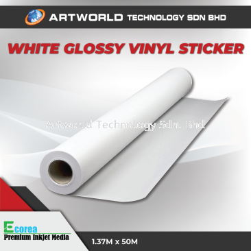 WHITE GLOSSY STICKER 1.37M X 50M