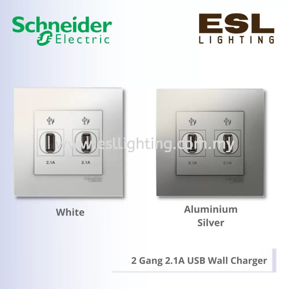 SCHNEIDER Vivace 2 Gang 2.1A USB Wall Charger - KB32USB_WE_G11 KB32USB_AS_G11