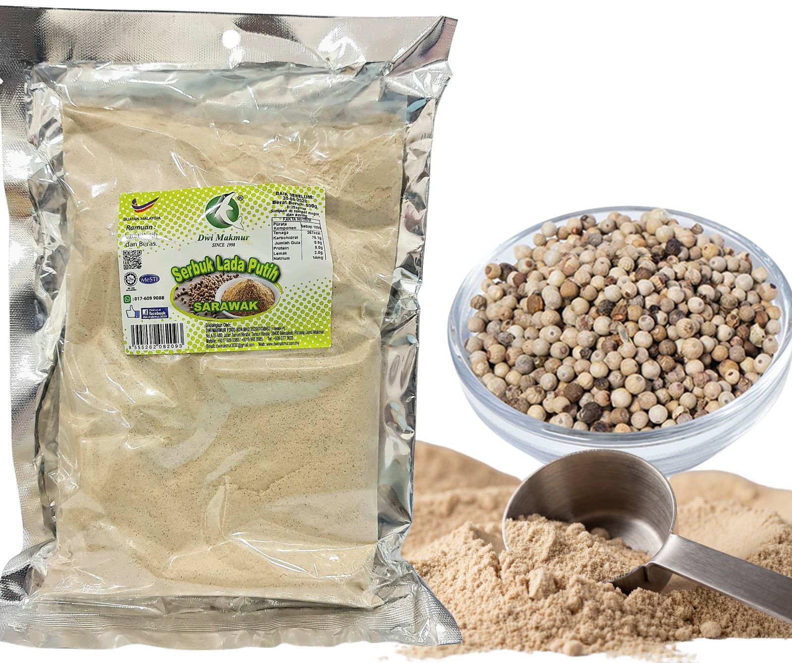 White Pepper Powder (OPP) 500 Grams RM16.00 X 6 Units C.Dwi Makmur