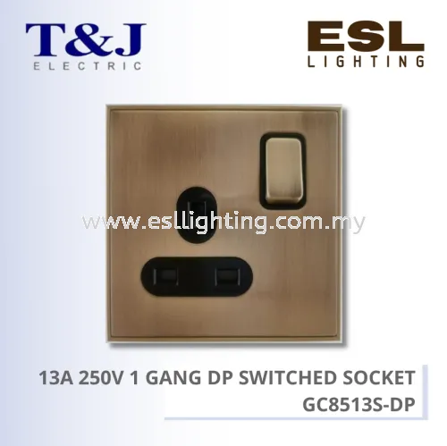 T&J SWITCHES TITANIUM SERIES 13A 250V 1 GANG DP SWITCHED SOCKET - GC8513S-DP-BFSS GC8513S-DP-BFMR GC8513S-DP-BSBL