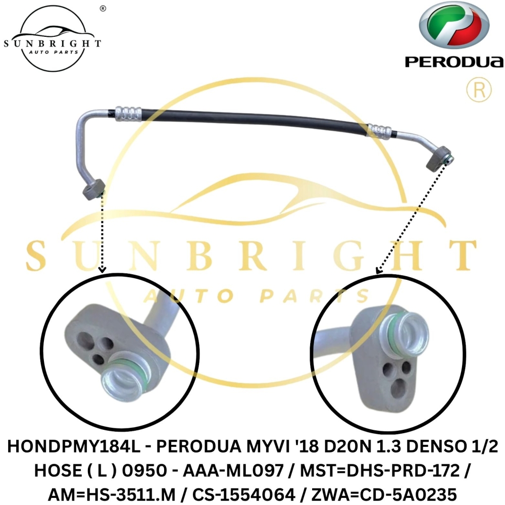HONDPMY184L - PERODUA MYVI '18 D20N 1.3 DENSO 1/2 HOSE ( L ) 0950 - AAA-ML097 / MST=DHS-PRD-172 / AM=HS-3511.M / CS-1554064 / ZWA=CD-5A0235