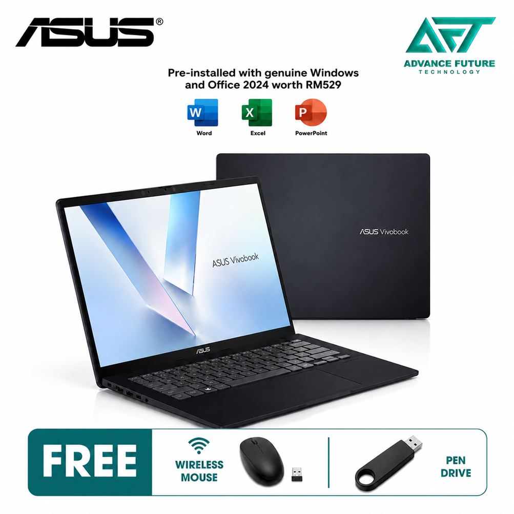 Asus VivoBook 14 M1407K-ALY065WS 14" WUXGA Laptop Quiet Blue ( AMD Ryzen AI 7 350, 16GB, 512GB SSD, ATI, W11, H&S 2024&M365 )
