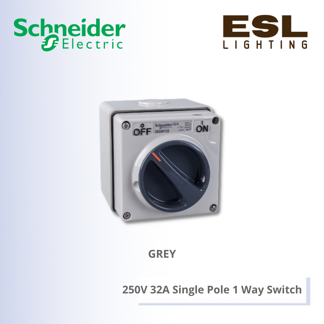 SCHNEIDER S56 Series & 66 Series 250V 32A Single Pole 1 Way Switch - S56SW132GY
