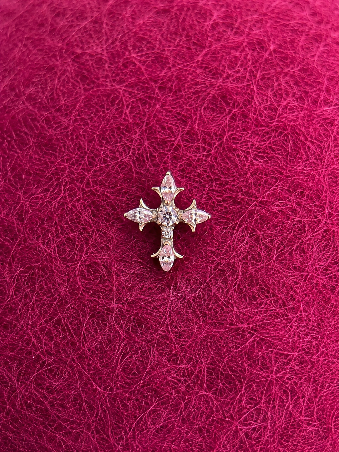 Pink cross Titanium Stud