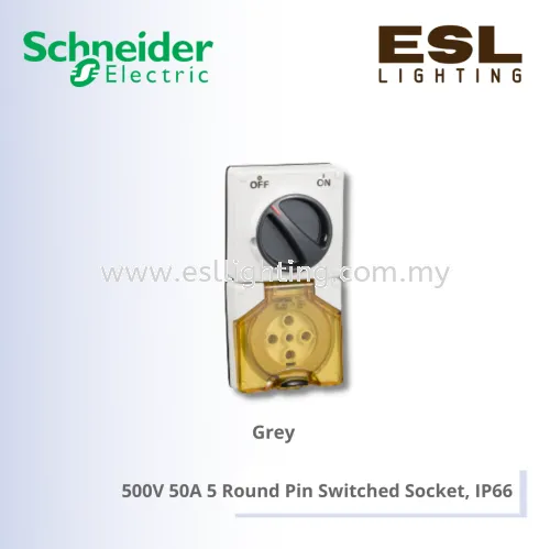 SCHNEIDER S56 Series & 66 Series 500V 50A 5 Round Pin Switched Socket, IP66 - S56C550GY