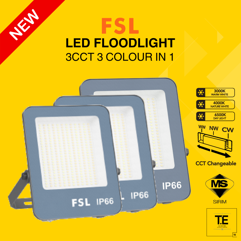 FSL 3CCT | SMD III | 30W / 50W / 100W / 150W / 200W LED FLOODLIGHT DAYLIGHT 6500K IP65 WATERPROOF OUTDOOR SPOTLIGHT