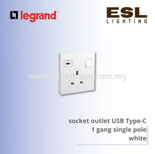 Legrand Galion™socket outlet USB Type-C 1 gang single pole   white
