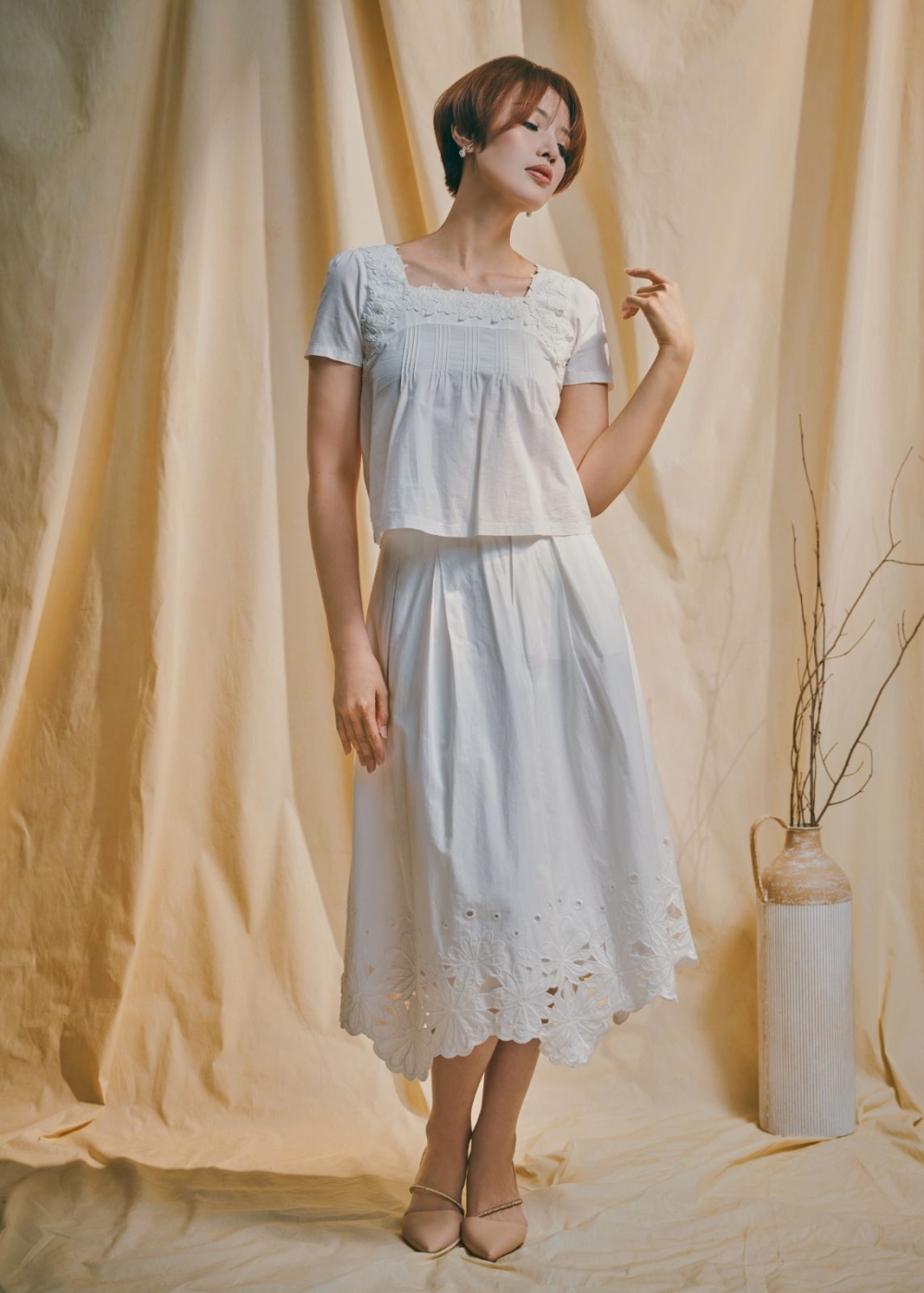 Elora Embroidered Square-Neck Top