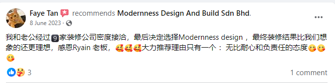 customer review & Modernness Design And Build Sdn Bhd
