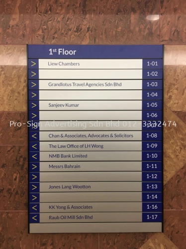 ALUMINIUM DIRECTORY SIGN (WISMA BADAN PEGUAM MALAYSIA, 2021, KL)