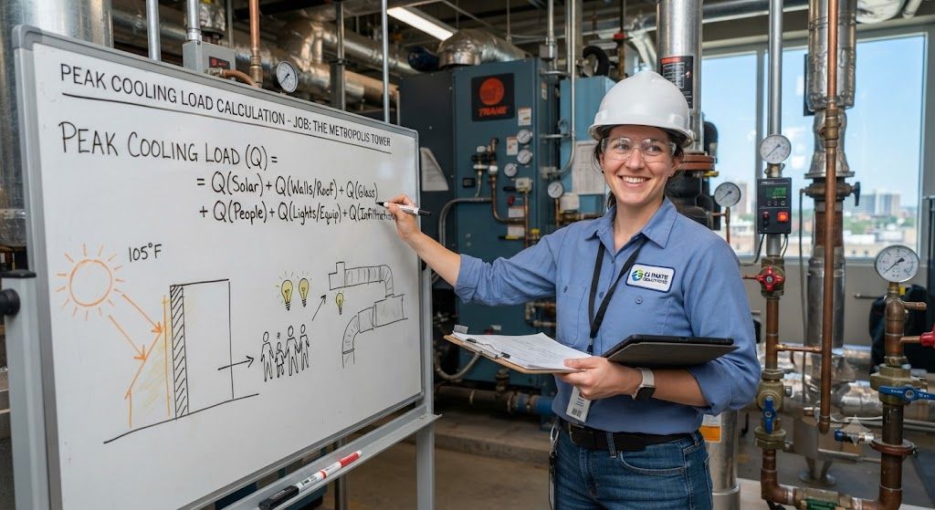 HVAC peak cooling load formula method