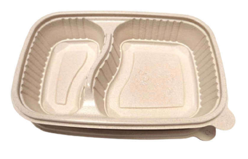 Binsen Green 700ml Rice Husk with 2 Compartment Bento Box (GQH-219)