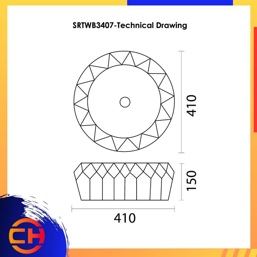 SORENTO COUNTER TOP DESIGNER BASIN SRTWB3407 ( L410xW410xH150mm )